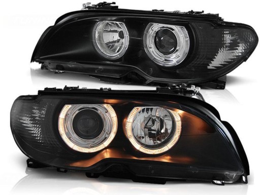 LAMPY PRZEDNIE ANGEL EYES BMW E46 COUPE 03 09 CZARNE