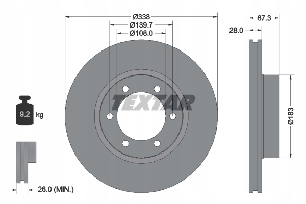 DISCS PADS TEXTAR FRONT TOYOTA LAND CRUISER J12 photo 2 - milautoparts-fr.ukrlive.com