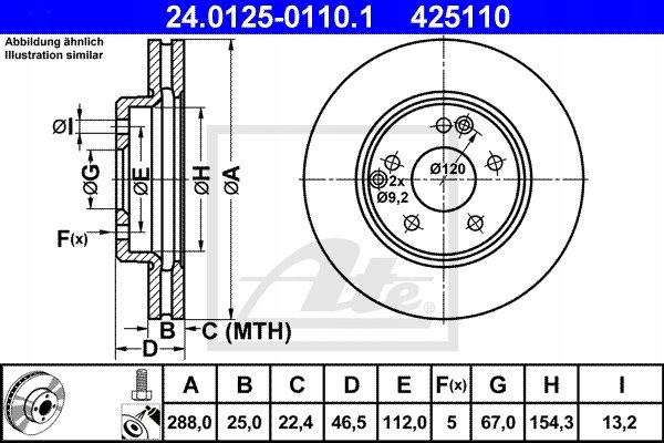 DISCS PADS FRONT ATE - MERC. CLASS C W202 288MM photo 2 - milautoparts-fr.ukrlive.com