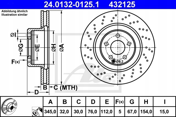 DISCS PADS ATE FRONT - MERCEDES CL 215 345MM photo 2 - milautoparts-fr.ukrlive.com