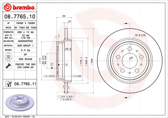 DISQUES SABOTS DE FREIN BREMBO ARRIÈRE - VOLVO S60 I S80 I photo 2 - milautoparts-fr.ukrlive.com