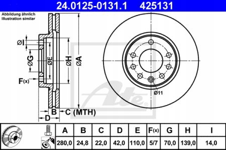 ATE DISCS ASTRA G II ASTRA H III ZAFIRA FRONT 2SZ photo 3 - milautoparts-fr.ukrlive.com