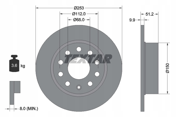 DISCS PADS TEXTAR REAR - SEAT ALTEA 253MM photo 2 - milautoparts-fr.ukrlive.com