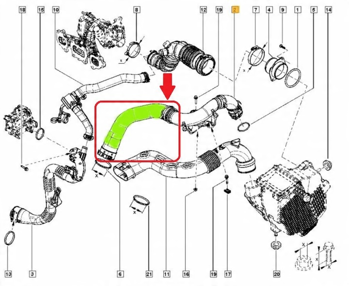 TUBE TURBO NISSAN QASHQAI II 1.2 DIG-T 144600468R 