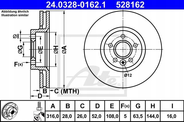 ATE POWER DISC DISQUES AVANT VOLVO S80 II 08- 316MM photo 3 - milautoparts-fr.ukrlive.com