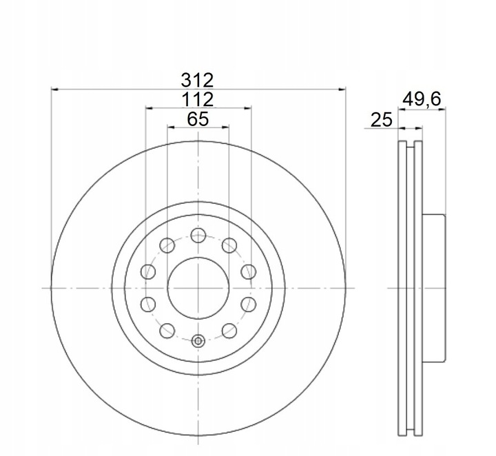 DISCS 0262 SKODA SUPERB I (3U4) 01R-08R FRONT 312MM HEIGHT 49,6MM. photo 2 - milautoparts-fr.ukrlive.com