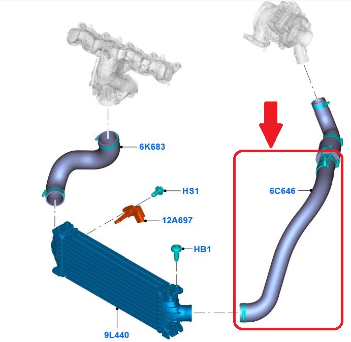 TUBE JUNCTION PIPE TURBO RADIATOR FORD TRANSIT 2.2 TDCI photo 5 - milautoparts-fr.ukrlive.com