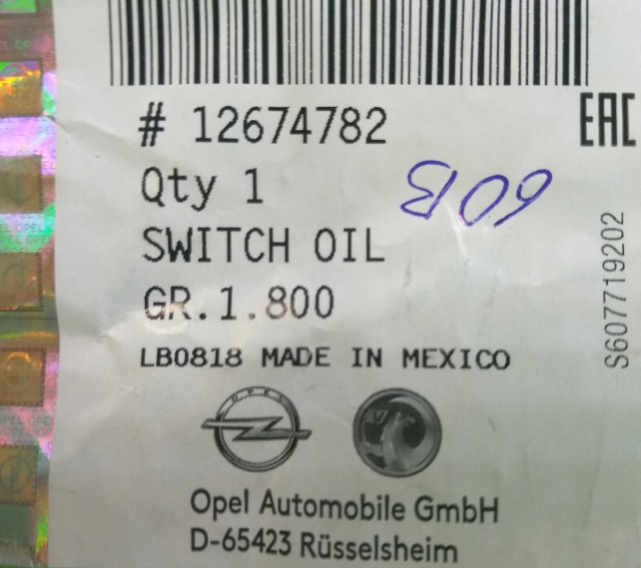 фото №4, Датчик тиск. масла opel insignia 2.8 v6 08- , signum