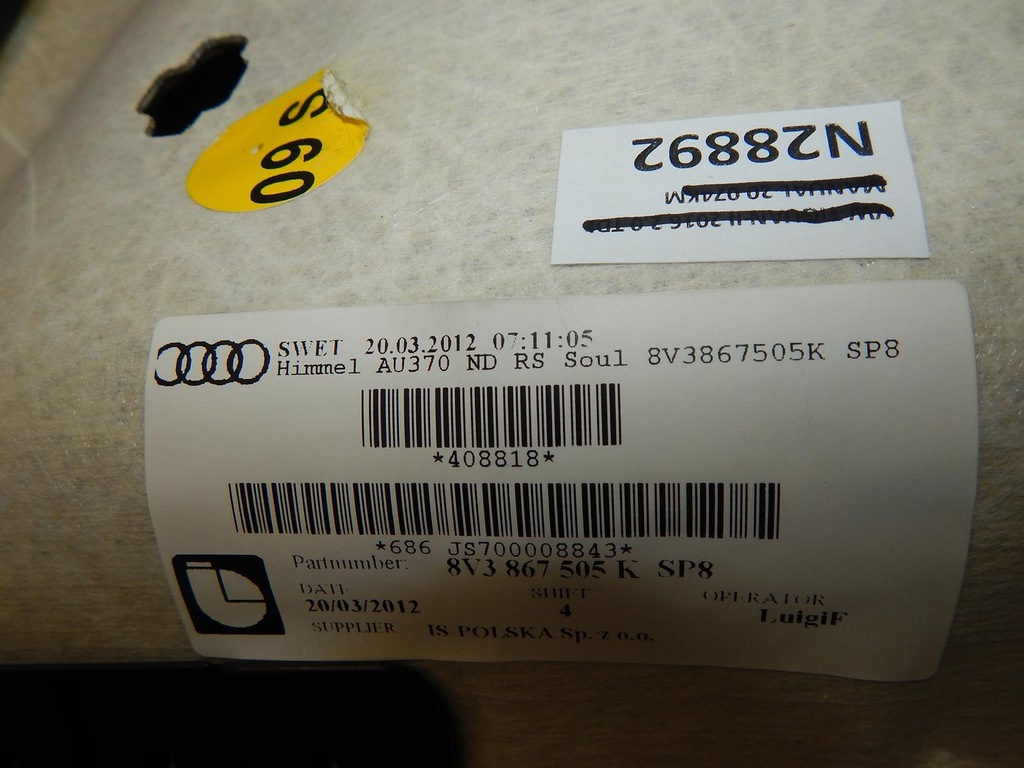 фото №5, Audi a3 8v 3d потолок 8v3867505k