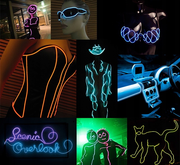 фото №12, 1m волоконно-оптический кабель el wire led лента ремень аккумулятор aa