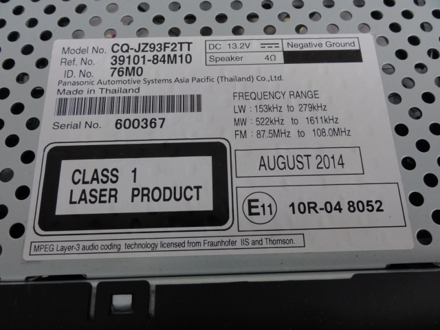 фото №2, Suzuki celerio 2014 радіо cd bluetooth оригінал